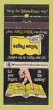 Matchbook Cover - Yellow Pages Phone Book Wisconsin WI 30 Strike
