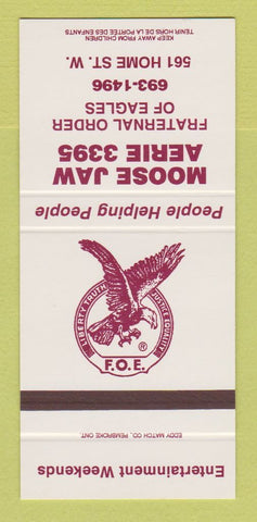 Matchbook Cover - Eagles Club Moose Jaw SK SAMPLE 30 Strike