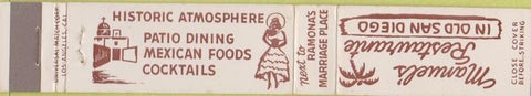 Matchbook Cover - Manuel's Restaurant San Diego CA girlie 10 Strike