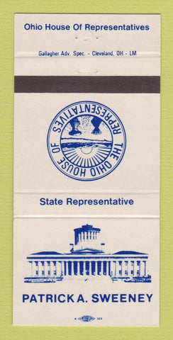 Matchbook Cover - Ohio House of Reps Patrick Sweeney OH 30 Strike