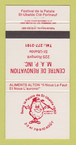 Matchbook Cover Festival De LA Patate Portneuf QC Renovation ST Ubalde 30 Strike