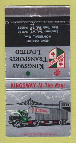 Matchbook Cover - Kingsway Trucking Montreal QC WORN 30 Strike