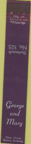 Matchbook Cover - George and Mary Dartmouth #105 10 Strike