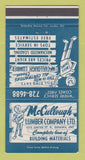 Matchbook Cover - McCullough Lumber Oshawa ON 30 Strike
