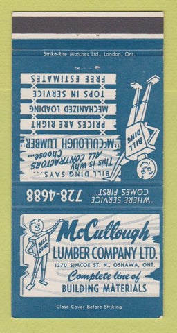 Matchbook Cover - McCullough Lumber Oshawa ON 30 Strike