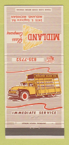Matchbook Cover - Midland Glass Company Midland MI truck 30 Strike