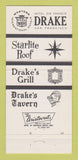 Matchbook Cover Hotel Sir Francis Drake San Francisco CA Starlite Roof 30 Strike