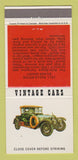 Matchbook Cover - Vintage Cars 1911 Rolls Royce Silver Ghost  30 Strike