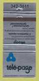Matchbook Cover - Tele Page Canada QC Radio Paging System 30 Strike