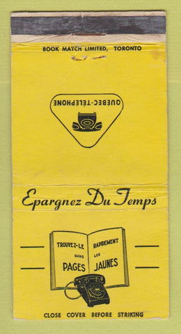 Matchbook Cover - Quebec Telephone Yellow Pages WORN 30 Strike