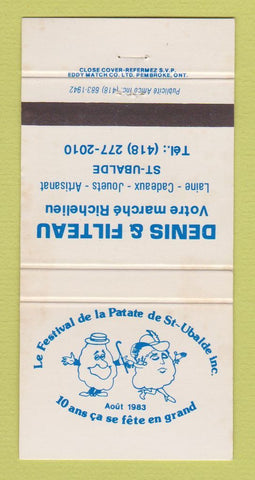 Matchbook Cover - Festival LA Patate St Ubalde QC Denis & Filteau WEAR 30 Strike