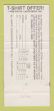 Matchbook Cover - Gator Lager Beer T Shirt Offer Orlando FL 30 Strike