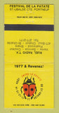 Matchbook Cover - Festival De LA Patate St Ubalde QC Ruel Radio TV 30 Strike