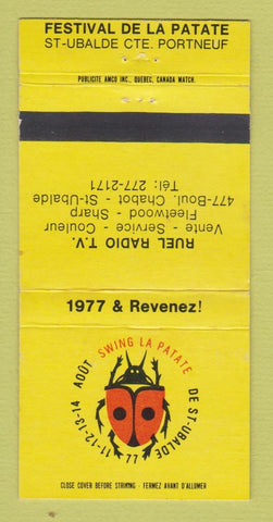 Matchbook Cover - Festival De LA Patate St Ubalde QC Ruel Radio TV 30 Strike