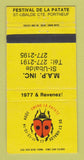 Matchbook Cover - Festival De LA Patate St Ubalde QC MAP Inc 30 Strike
