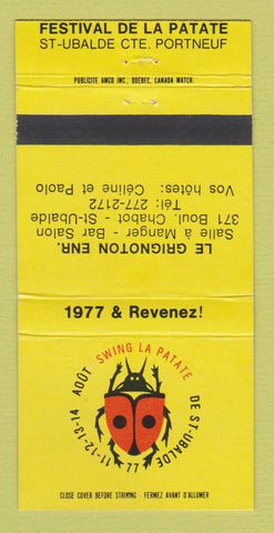 Matchbook Cover - Festival De LA Patate ST Ubalde QC Le Grifnoton 30 Strike