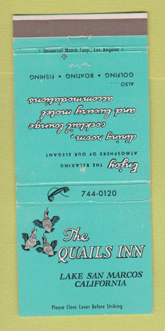 Matchbook Cover - Quails Inn Lake San Marcos CA 30 Strike