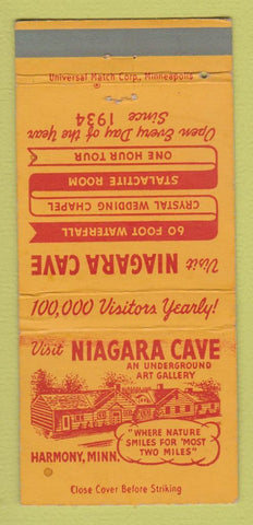 Matchbook Cover - Niagara Cave Harmony MN WEAR 30 Strike
