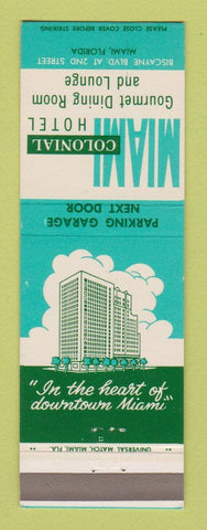 Matchbook Cover - Miami Colonial Hotel Miami FL