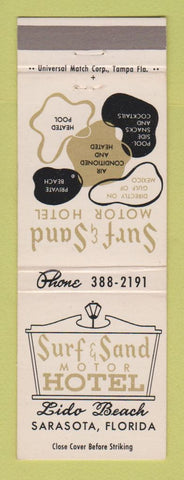 Matchbook Cover - Surf and Sand Hotel Sarasota FL