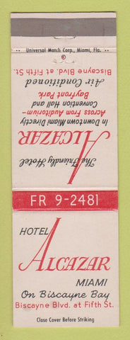 Matchbook Cover - Hotel Alcazar Miami FL