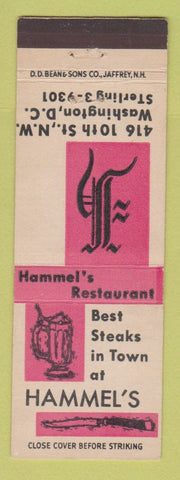 Matchbook Cover - Hammel's Restaurant Washington DC