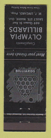 Matchbook Cover - Olympia Billiards Sault Ste Marie ON