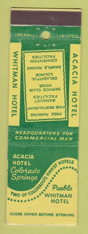 Matchbook Cover - Acacia Hotel Colorado Springs Whitman Pueblo