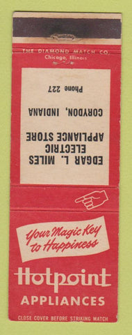 Matchbook Cover - Hotpoint Appliances Edgar Miles Corydon IN