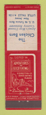 Matchbook Cover - The Chicken Barn Totowa Boro NJ