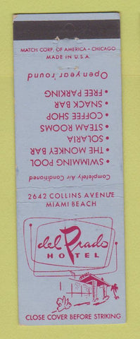 Matchbook Cover - Del Prado Hotel Miami Beach FL