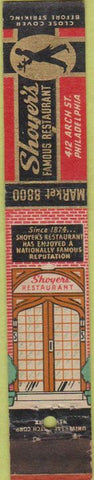 Matchbook Cover - Shoyer's Restaurant Philadelphia PA 10 Strike