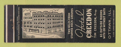 Matchbook Cover - Hotel Creedon Ottawa IL