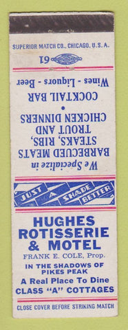 Matchbook Cover - Hughes Rotisserie and Motel Colorado Springs