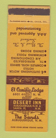 Matchbook Cover - Desert Inn Albuquerque Santa Fe NM Sands EL Camino Lodge
