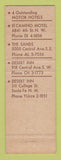 Matchbook Cover - Desert Inn Albuquerque Santa Fe NM Sands EL Camino Lodge