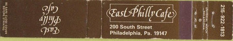 Matchbook Cover - East Philly Cafe Philadelphia PA 10 Strike