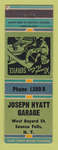Matchbook Cover - Joseph Hyatt Garage Seneca Falls NY
