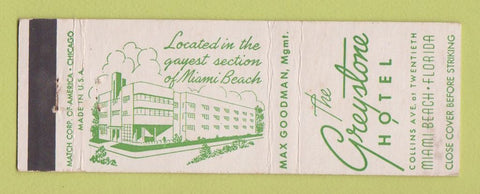 Matchbook Cover - Greystone Hotel Miami Beach FL