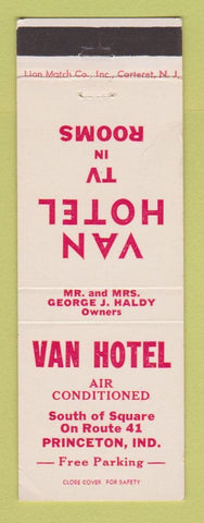 Matchbook Cover - Van Hotel Princeton IN WEAR