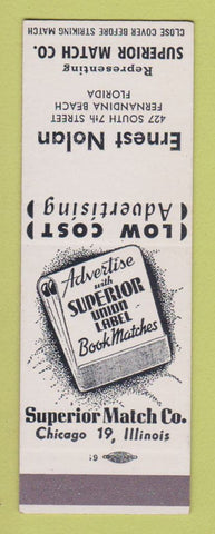 Matchbook Cover - Superior Match Ernest Nolan Fernandina Beach FL SAMPLE