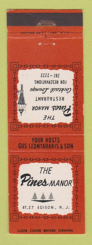 Matchbook Cover - Pines Manor Restaurant Edison NJ