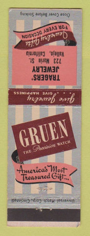Matchbook Cover - Gruen Watches Tragers' Jewelry Vallejo CA