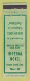 Matchbook Cover - Imperial Hotel Cripple Creek Colorado