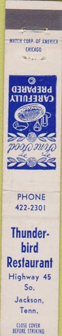 Matchbook Cover - Thunderbird Restaurant Jackson TN 10 Strike
