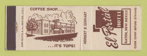 Matchbook Cover - El Portal Hotel Raton NM