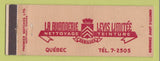 Matchbook Cover - La Buanderie Levis QC Nettoyage Teinture