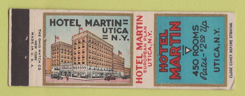 Matchbook Cover - Hotel Martin Utica NY