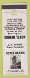 Matchbook Cover - Hotel Dennis St Petersburg FL