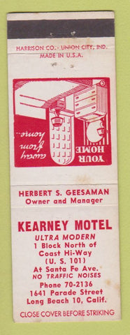 Matchbook Cover - Kearney Motel Long Beach CA WEAR